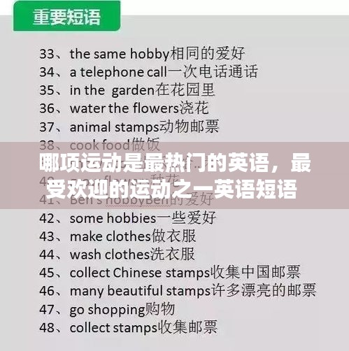 哪项运动是最热门的英语，最受欢迎的运动之一英语短语 